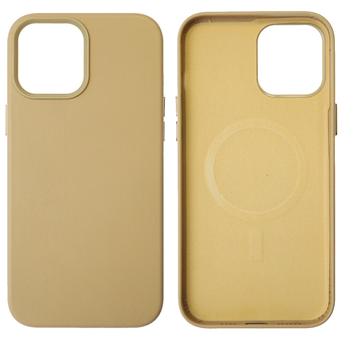Чехол накладка Leather Case с поддержкой MagSafe для APPLE iPhone 12 Pro Max, силикон, бархат, экокожа, цвет желто бежевый