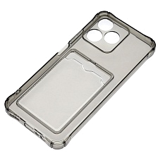 Чехол накладка CARD CASE для Realme C51, Realme C53, Realme Note 50, силикон, защита камеры, отдел для карт, цвет прозрачно черный