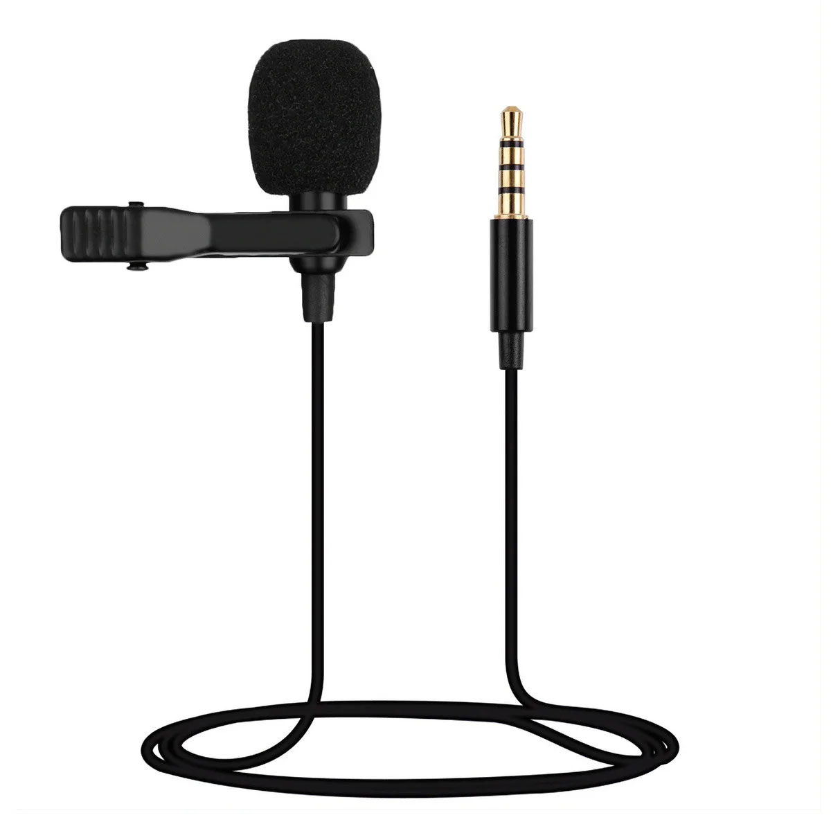 Всенаправленный петличный (на прищепке) микрофон KIN KM-002, разъем Jack 3.5 мм, длина 1.8 метра, цвет черный