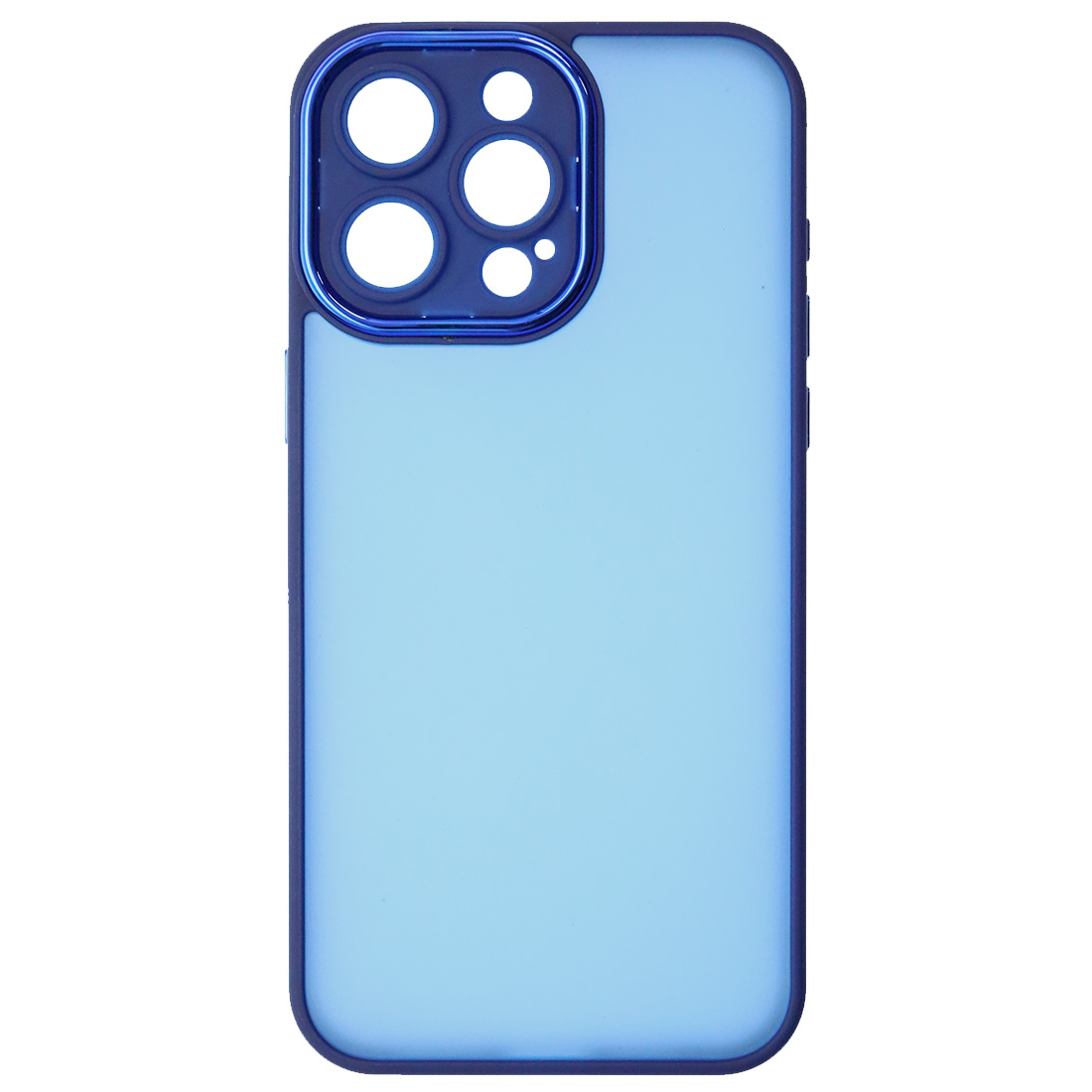 Чехол накладка KING для APPLE iPhone 15 Pro Max (6.7"), силикон, пластик, защита камеры, цвет окантовки темно синий