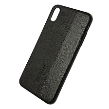 Чехол накладка для APPLE iPhone XS MAX, силикон, под кожу, цвет черный.