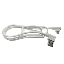 Кабель USB на micro USB, угловые коннекторы, имитация кожи, цвет белый