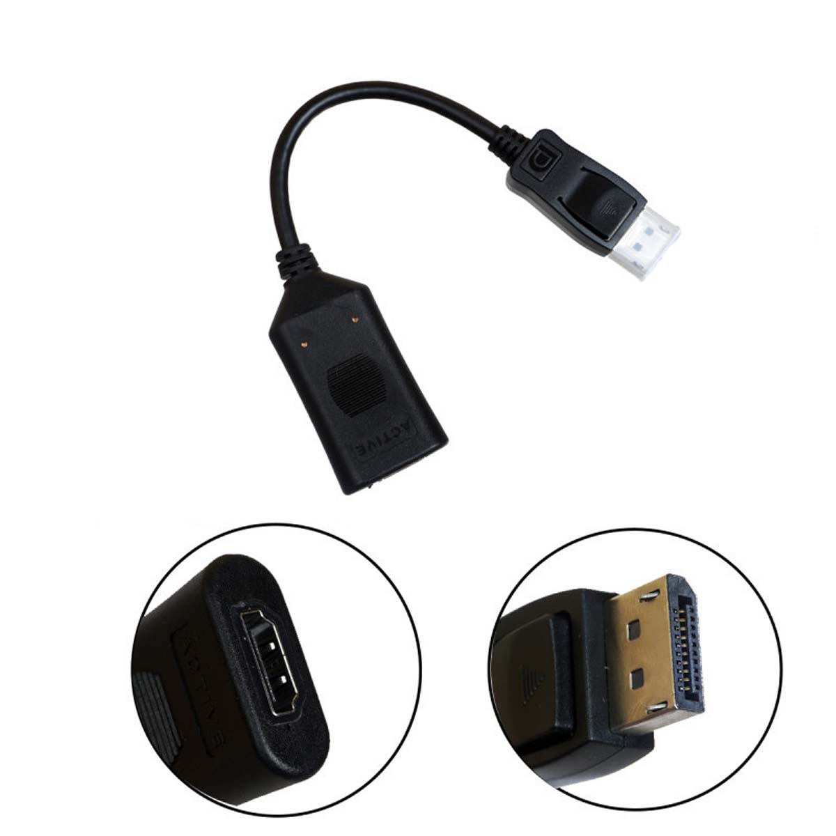 Активный адаптер переходник (YR-DP-2) Display Port (m) на HDMI (f), цвет черный