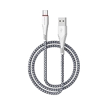 Кабель BOROFONE BX25 Powerful USB Type C, 3.0А, длина 1 метр, силикон, нейлоновое армирование, цвет белый