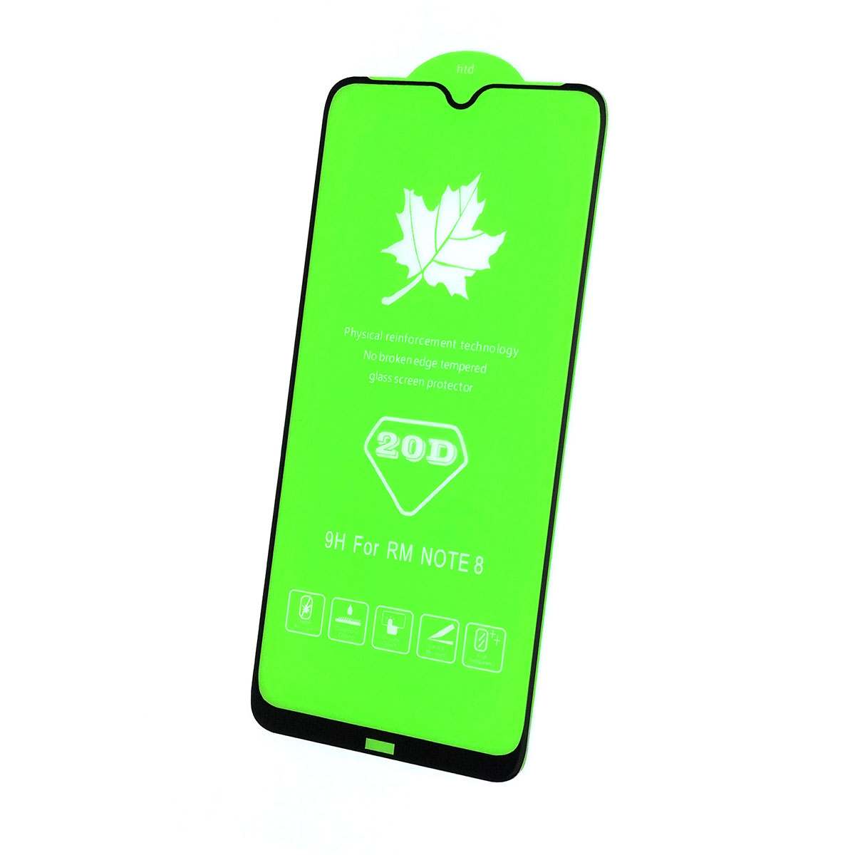 Защитное стекло 20D для XIAOMI Redmi Note 8, цвет окантовки черный