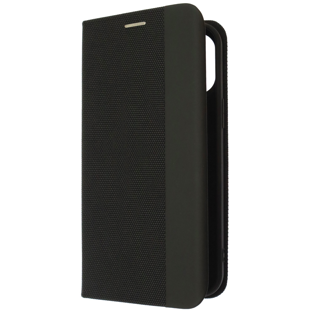 Чехол книжка MESH для APPLE iPhone 12 Pro Max (6.7), текстиль, силикон, бархат, визитница, цвет черный