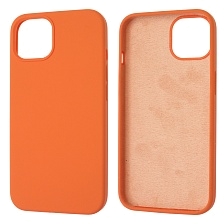 Чехол накладка Silicon Case для APPLE iPhone 13 (6.1), силикон, бархат, цвет оранжевый Чехол накладка Silicon Case для APPLE iPhone 13 (6.1), силикон, бархат, цвет оранжевый