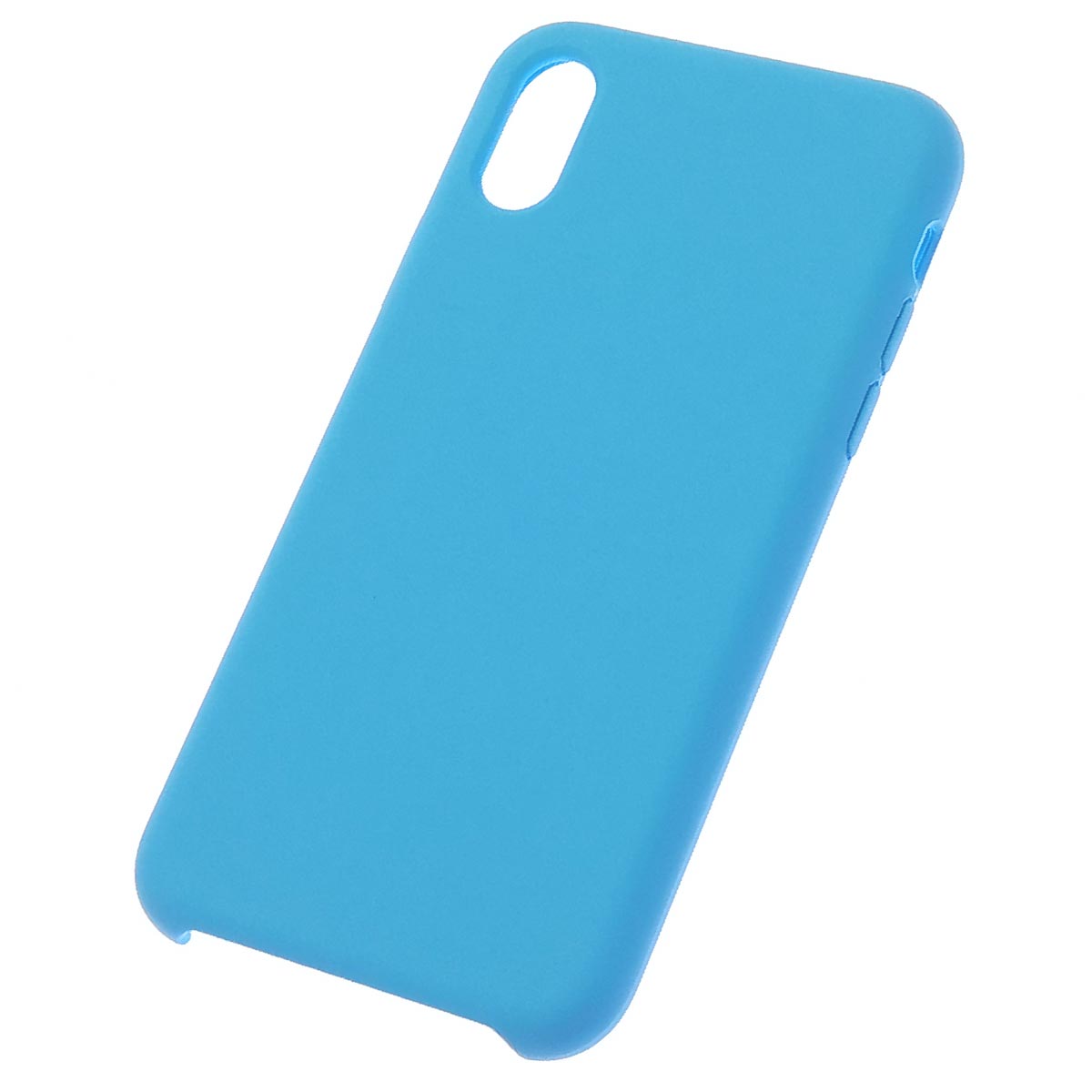 Чехол накладка Silicon Case для APPLE iPhone X, iPhone XS, силикон, бархат, цвет голубой