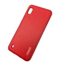 Чехол накладка Cherry для SAMSUNG Galaxy A10 (SM-A105), силикон, полоски, цвет темно красный.