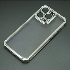 Чехол накладка для APPLE iPhone 14 Pro, силикон, защита камеры, цвет окантовки серебристый