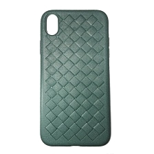 Чехол накладка для APPLE iPhone XR, силикон, плетение, цвет темно зеленый Чехол накладка для APPLE iPhone XR, силикон, плетение, цвет темно зеленый