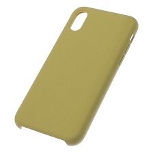 Чехол накладка Silicon Case для APPLE iPhone X, iPhone XS, силикон, бархат, цвет горчичный.
