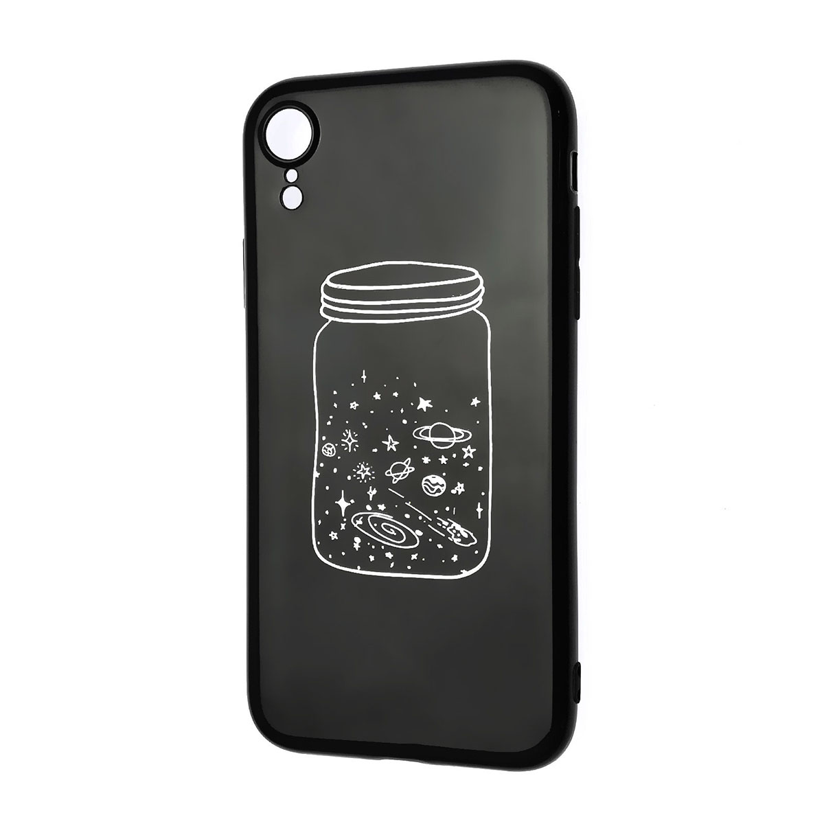 Чехол накладка для APPLE iPhone XR, силикон, глянцевый, рисунок Банка галактика, цвет черный.