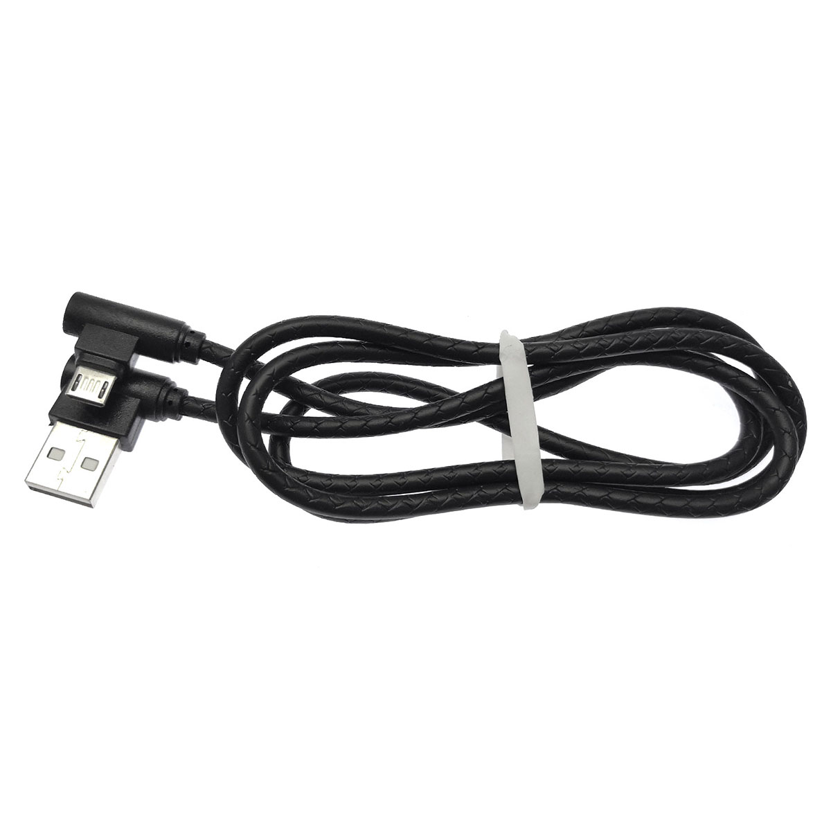 Кабель USB на micro USB, угловые коннекторы, имитация кожи, цвет черный Кабель USB на micro USB, угловые коннекторы, имитация кожи, цвет черный
