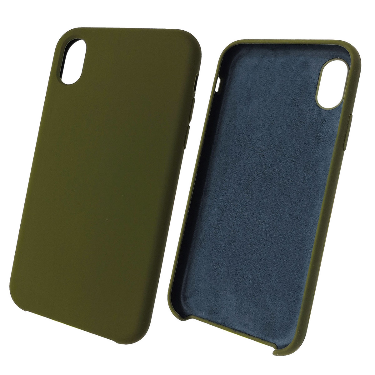 Чехол накладка Silicon Case для APPLE iPhone XR, силикон, бархат, цвет болотный.