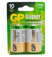 Батарейка GP Super LR20 D BL2 Alkaline 1.5V