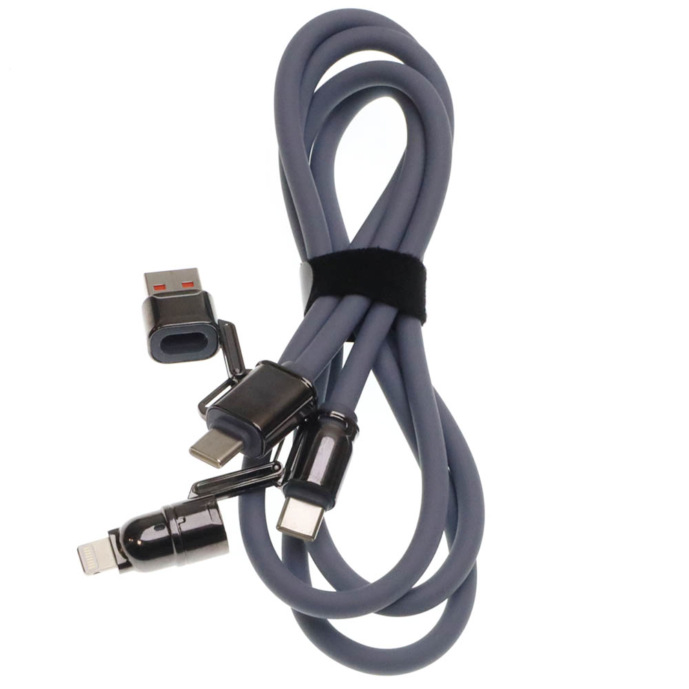 Кабель WEKOME KINKONG WDC-51 4 in 1 USB, USB Type C на USB Type C, Lightning 8 pin, 240W, длина 1.2 метра, цвет серый