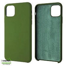 Чехол накладка Silicon Case для APPLE iPhone 11 Pro MAX 2019, силикон, бархат, цвет болотный