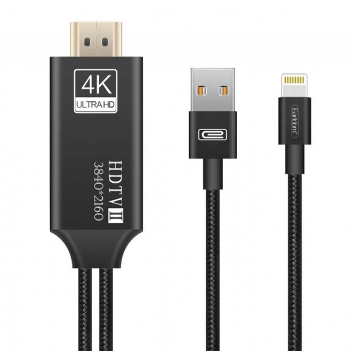 Адаптер Earldom ET-W14 Lightning на HDMI, длина 2 метра, цвет черный