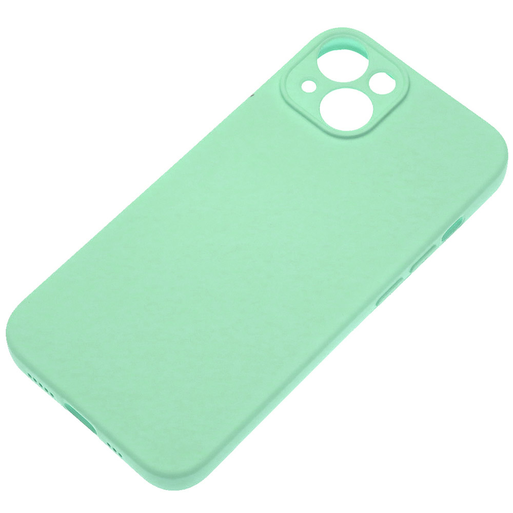 Чехол накладка Silicone Case для APPLE iPhone 14, защита камеры, силикон, бархат, цвет мятный