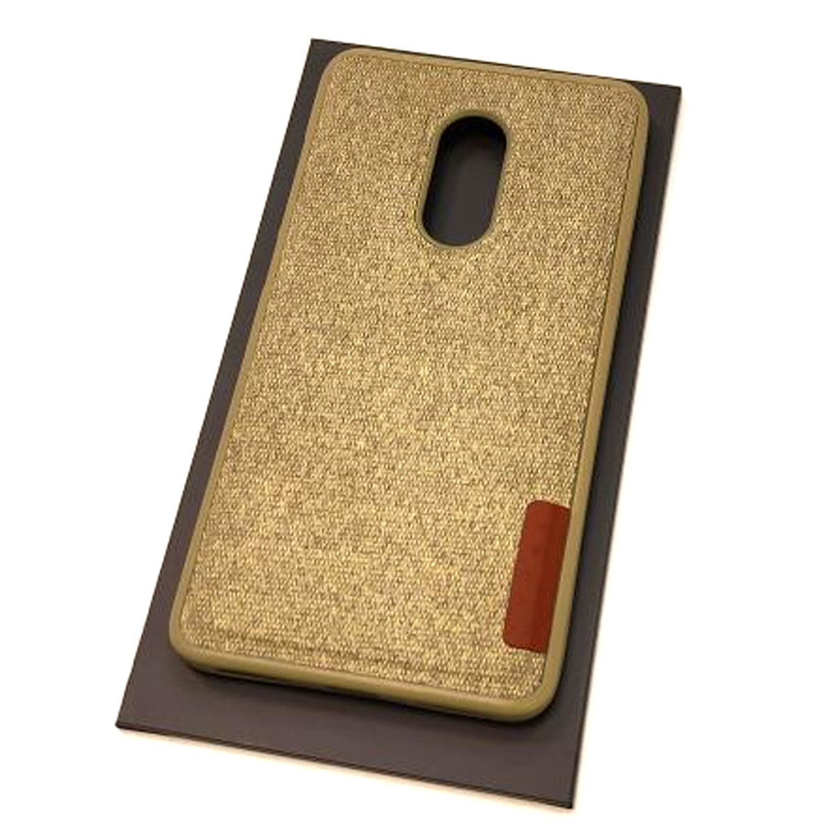 Чехол накладка для XIAOMI Redmi Note 4X, силикон, экокожа, ткань, цвет золотистый
