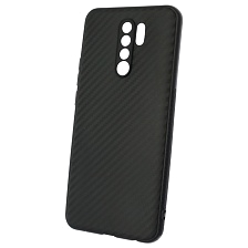 Чехол накладка для XIAOMI Redmi 9, силикон, карбон, цвет черный