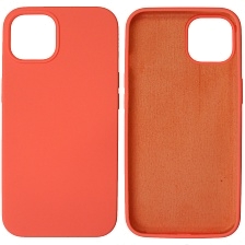 Чехол накладка Silicon Case для APPLE iPhone 13 (6.1), силикон, бархат, цвет коралловый