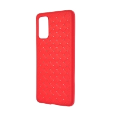 Чехол накладка для SAMSUNG Galaxy S20 (SM-G980), силикон, плетение, цвет красный.