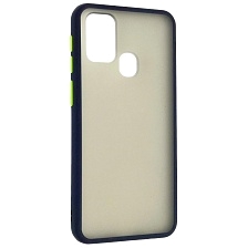 Чехол накладка SKIN SHELL для SAMSUNG Galaxy M31 (SM-M315), силикон, пластик, цвет окантовки темно синий