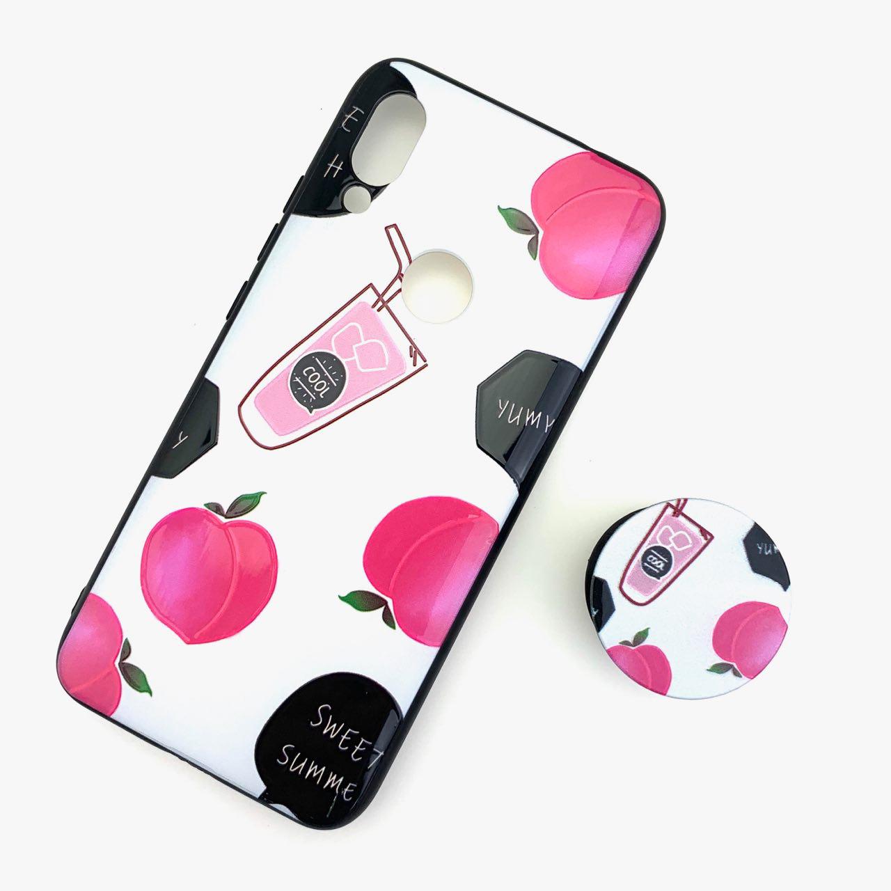 Чехол накладка для XIAOMI REDMI 7, силикон, попсокет, рисунок сок, цвет белый. Чехол накладка для XIAOMI REDMI 7, силикон, попсокет, рисунок сок, цвет белый.