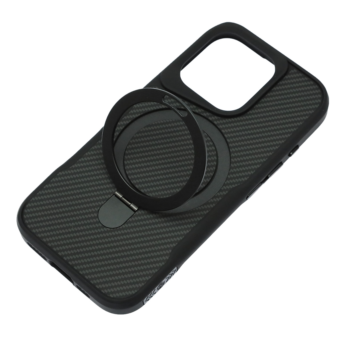 Чехол накладка Sky Armor с поддержкой MagSafe для APPLE iPhone 16 Pro, подставка, карбон, цвет черный