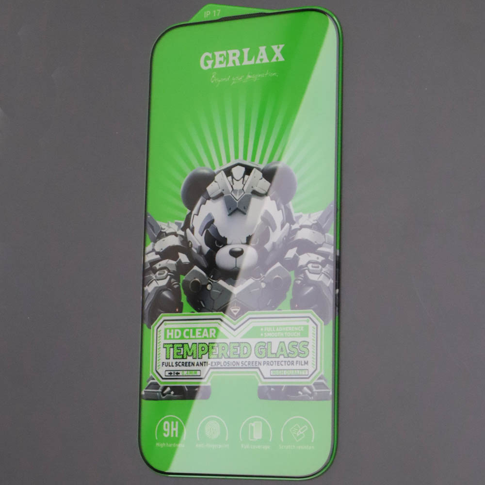 Защитное стекло GERLAX GG-601 для APPLE iPhone 17, сеточка для динамика, цвет окантовки черный