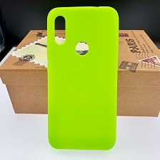 Чехол накладка для XIAOMI REDMI 7, силикон, бархат, цвет салатовый.