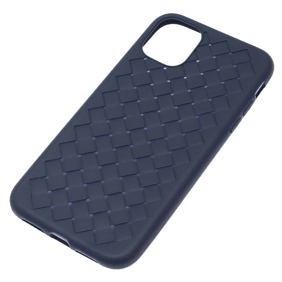 Чехол накладка для APPLE iPhone 11, силикон, плетение, цвет темно синий