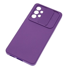 Чехол накладка для SAMSUNG Galaxy A53, силикон, бархат, со шторкой для защиты задней камеры, цвет фиолетовый