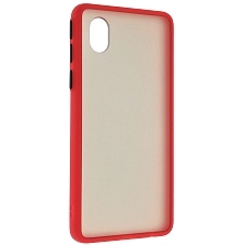 Чехол накладка SKIN SHELL для SAMSUNG Galaxy A01 Core (SM-A013), силикон, пластик, цвет окантовки красный | РЕТРО 7