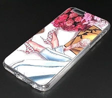 Чехол накладка для APPLE iPhone 6, 6S, силикон, рисунок Цветы и белые туфли.