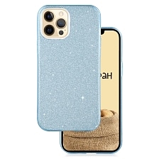 Чехол накладка Shine для APPLE iPhone 12 Pro MAX (6.7"), силикон, блестки, цвет голубой