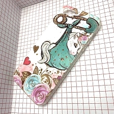 Чехол накладка для APPLE iPhone 5, 5S, SE, силикон, имитация стекла, рисунок Единорог.