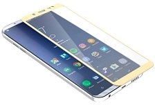 Защитное стекло "6D" GLASS FULL GLUE для SAMSUNG Galaxy J6 2018 (SM-J600), цвет канта золото.