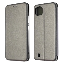 Чехол книжка STYLISH для Realme C20, экокожа, визитница, цвет серебристый