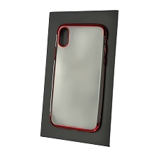 Чехол накладка для APPLE iPhone X, силикон, матовый, кант красный, цвет прозрачный.