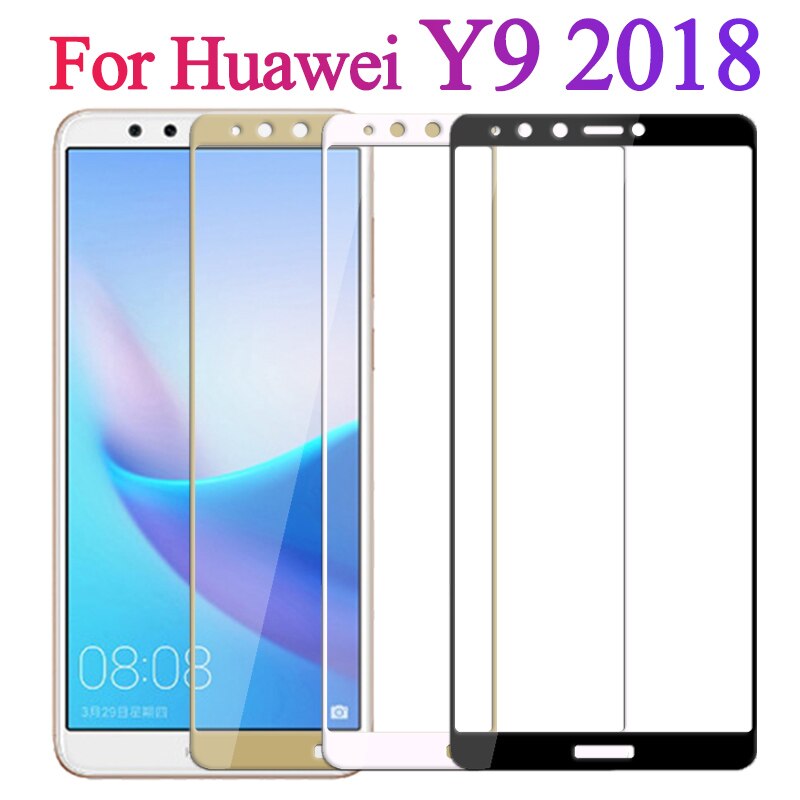 Защитное стекло 2D Full glass для Huawei Honor Y9 2018 /тех.пак/ золото.
