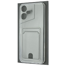 Чехол накладка CARD CASE для TECNO POVA Neo 3, защита камеры, силикон, отдел для карт, цвет прозрачный