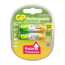 Аккумулятор перезаряжаемый GP R6 AA BL2 NI-MH 2700mAh, тип пальчиковый Аккумулятор перезаряжаемый GP R6 AA BL2 NI-MH 2700mAh, тип пальчиковый