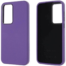 Чехол накладка для SAMSUNG Galaxy A55, силикон, пластик, текстура кожи, бархат, цвет фиолетовый