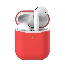 Чехол Silicon Case Slim для беспроводных наушников APPLE AirPods 1, AirPods 2, силикон, цвет красный