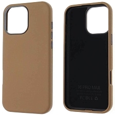 Чехол накладка для APPLE iPhone 16 Pro Max (6.9"), силикон, пластик, текстура кожи, бархат, цвет коричневый