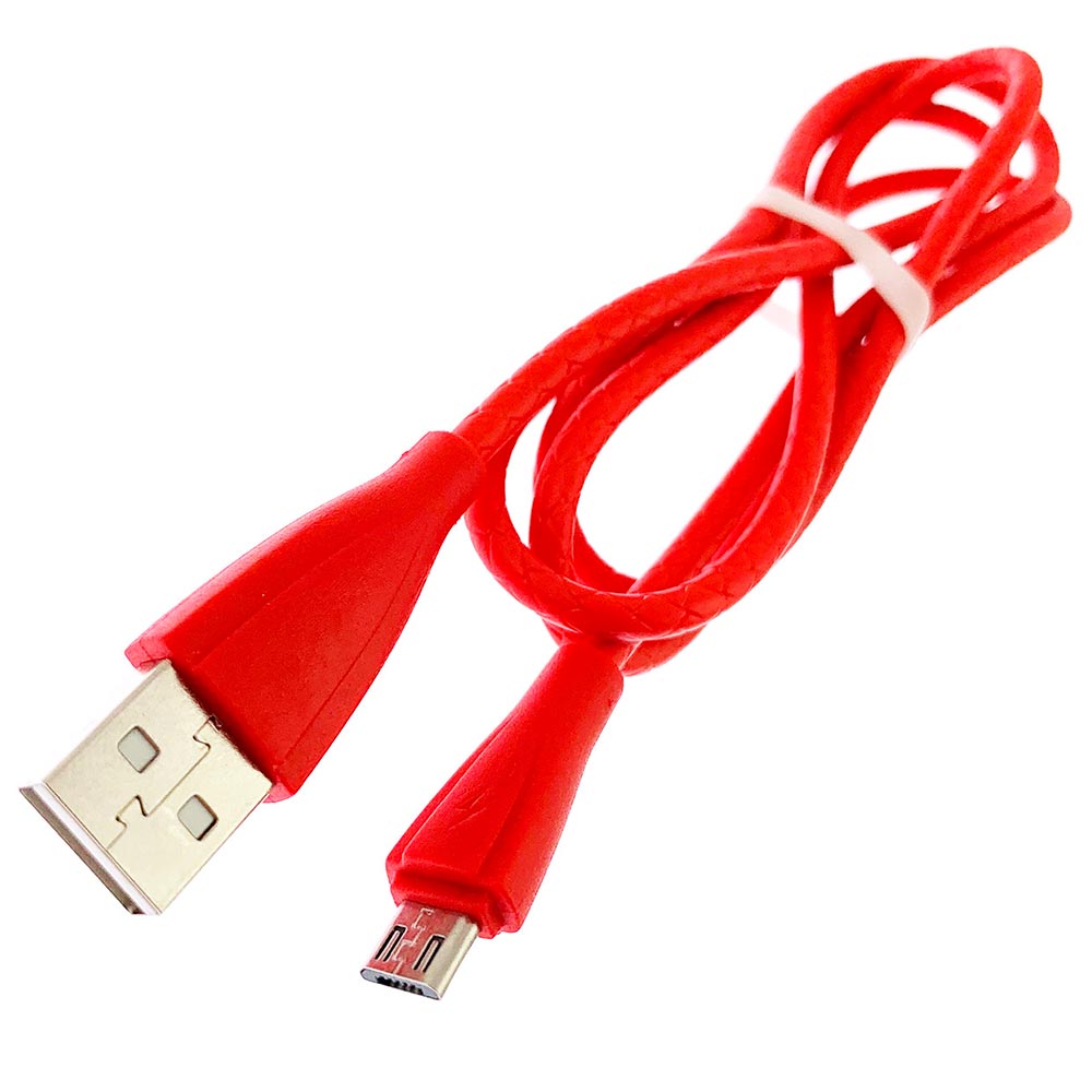 USB Дата кабель Micro USB, силиконовый, текстурированная оплетка, длина 1 метр, цвет красный | Последняя цена