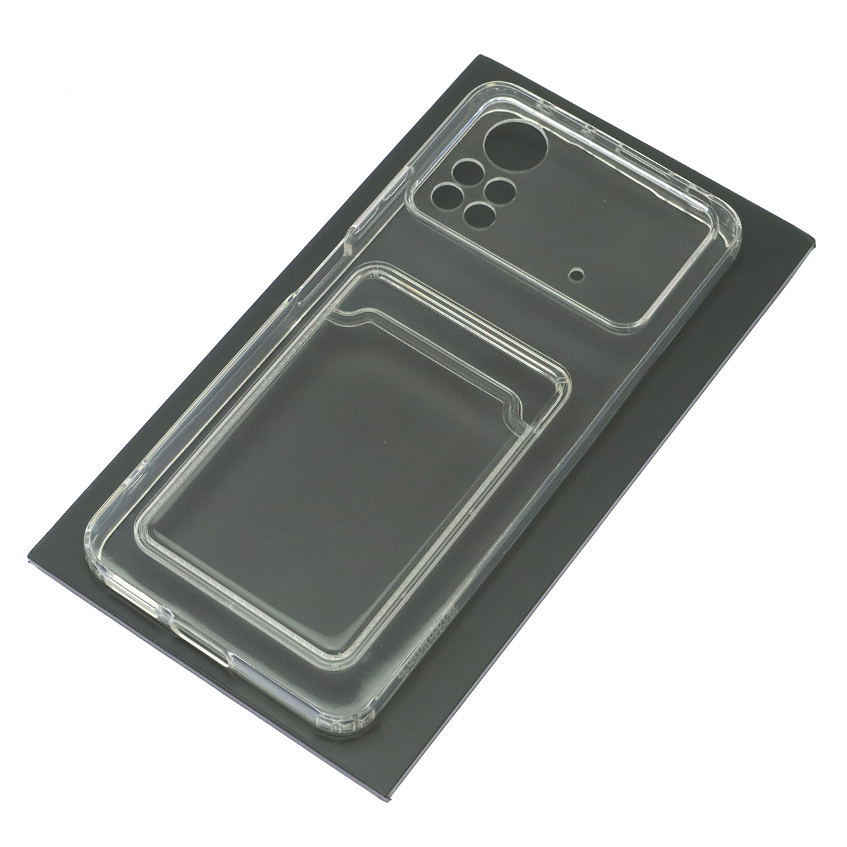Чехол накладка CARD CASE для XIAOMI POCO X4 Pro 5G, силикон, отдел для карт, цвет прозрачный